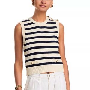 Frame The Harbor Striped Sweater Navy Cream Stripe $395 Large L NEW